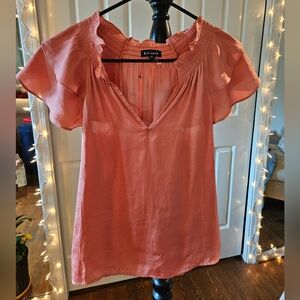 NWOT Express XS Pink Coral Ruffle Blouse